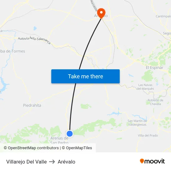 Villarejo Del Valle to Arévalo map
