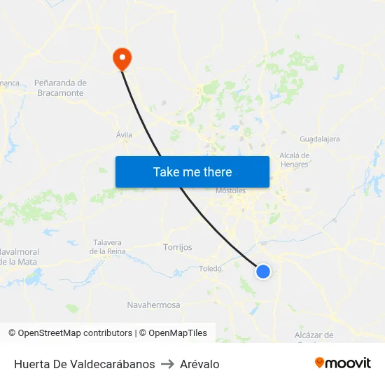 Huerta De Valdecarábanos to Arévalo map