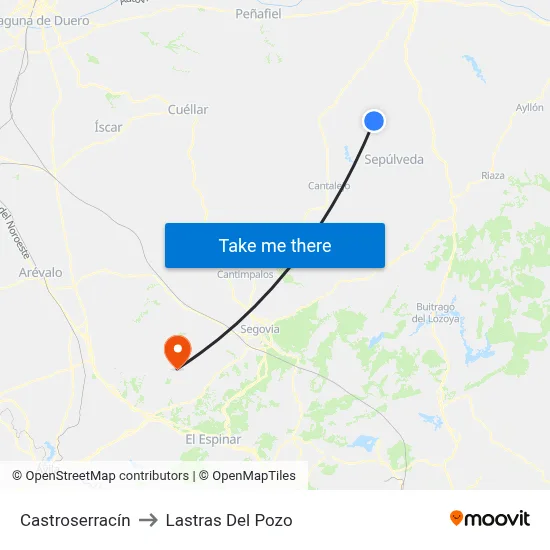 Castroserracín to Lastras Del Pozo map