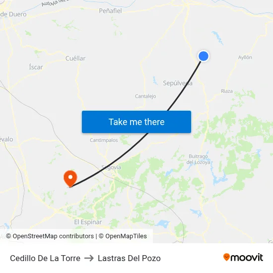 Cedillo De La Torre to Lastras Del Pozo map