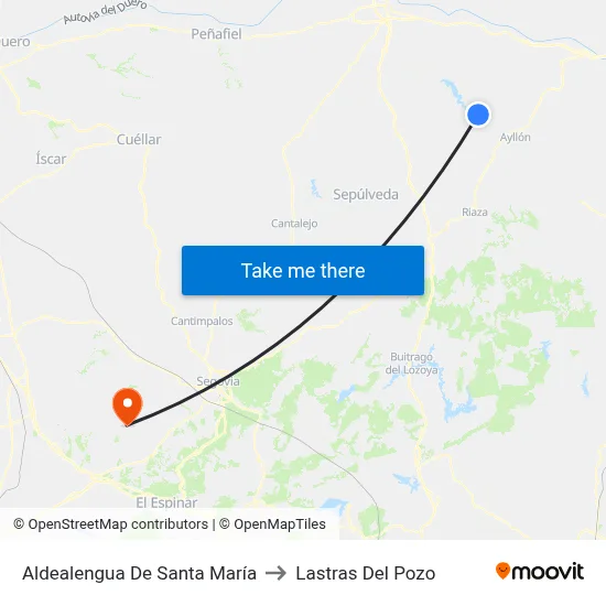 Aldealengua De Santa María to Lastras Del Pozo map