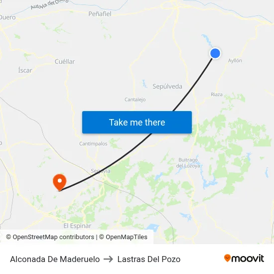 Alconada De Maderuelo to Lastras Del Pozo map