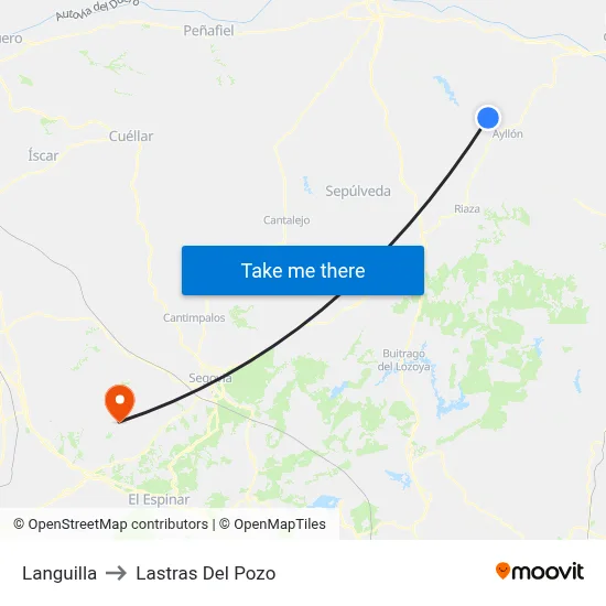 Languilla to Lastras Del Pozo map