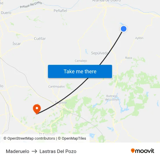Maderuelo to Lastras Del Pozo map