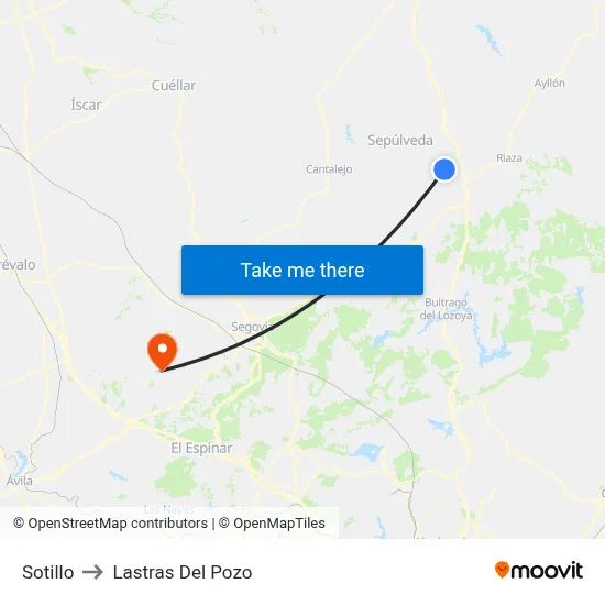 Sotillo to Lastras Del Pozo map