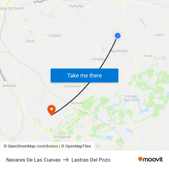 Navares De Las Cuevas to Lastras Del Pozo map