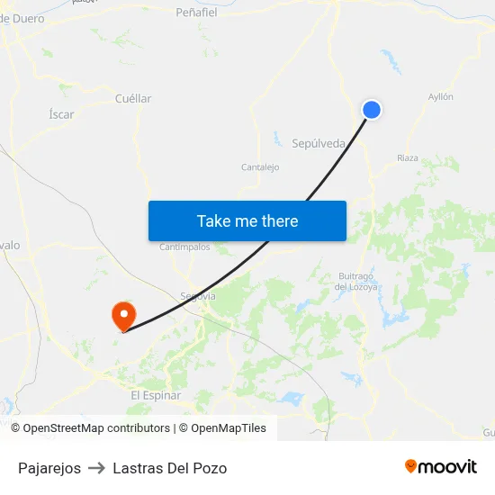 Pajarejos to Lastras Del Pozo map