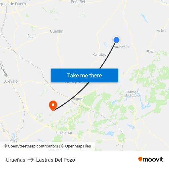 Urueñas to Lastras Del Pozo map