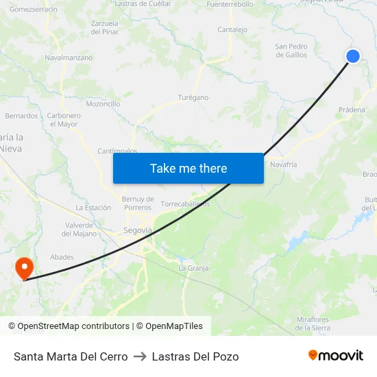 Santa Marta Del Cerro to Lastras Del Pozo map