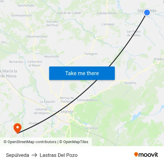 Sepúlveda to Lastras Del Pozo map
