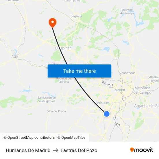Humanes De Madrid to Lastras Del Pozo map