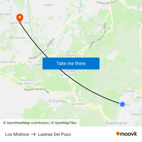 Los Molinos to Lastras Del Pozo map