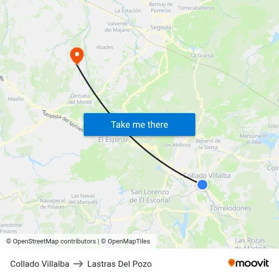 Collado Villalba to Lastras Del Pozo map