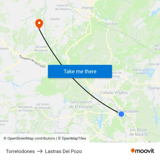 Torrelodones to Lastras Del Pozo map
