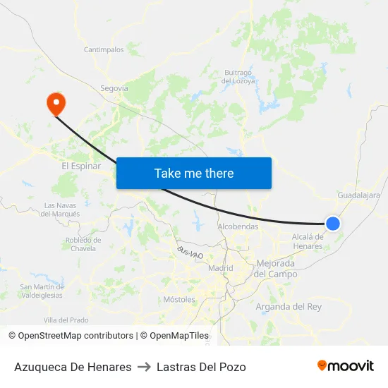 Azuqueca De Henares to Lastras Del Pozo map
