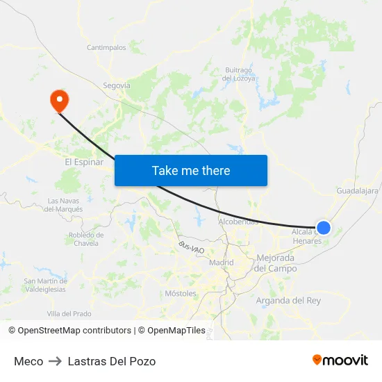 Meco to Lastras Del Pozo map