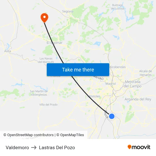 Valdemoro to Lastras Del Pozo map