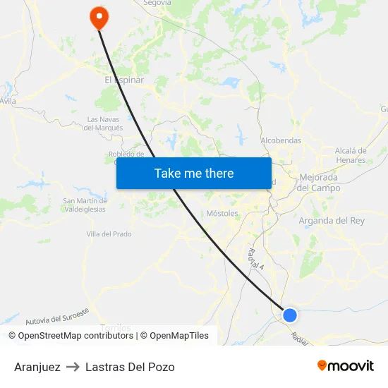 Aranjuez to Lastras Del Pozo map