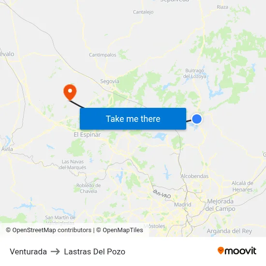 Venturada to Lastras Del Pozo map