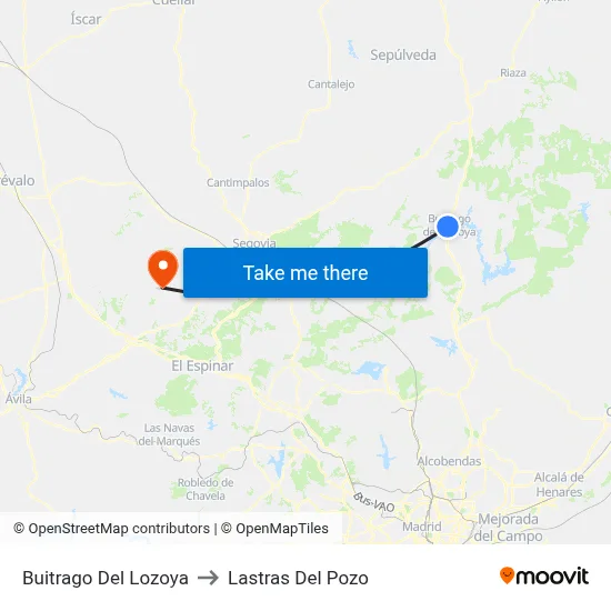Buitrago Del Lozoya to Lastras Del Pozo map