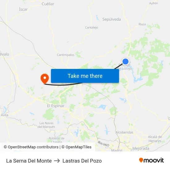 La Serna Del Monte to Lastras Del Pozo map
