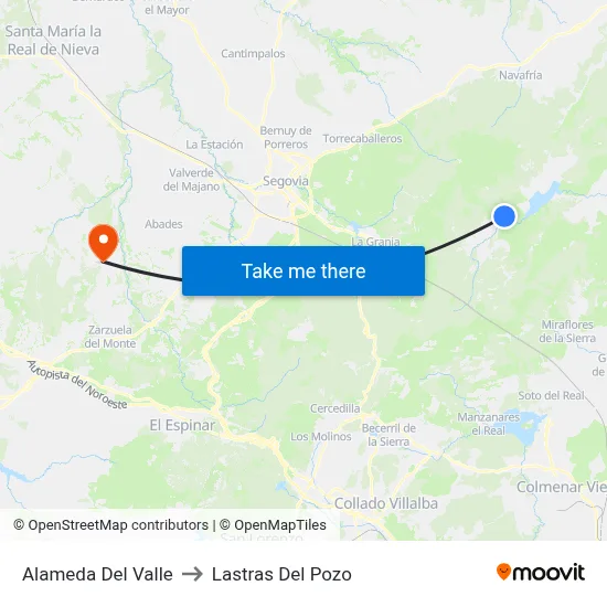 Alameda Del Valle to Lastras Del Pozo map
