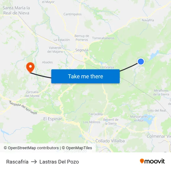 Rascafría to Lastras Del Pozo map