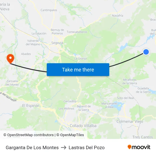Garganta De Los Montes to Lastras Del Pozo map