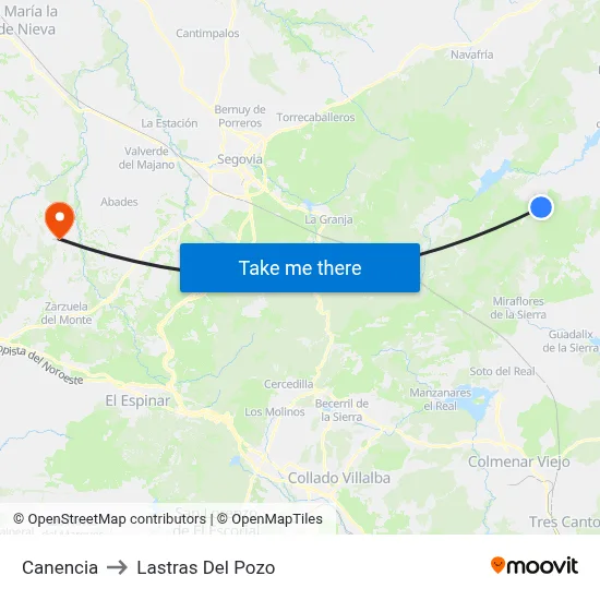 Canencia to Lastras Del Pozo map