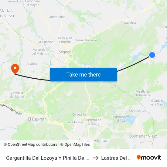 Gargantilla Del Lozoya Y Pinilla De Buitrago to Lastras Del Pozo map