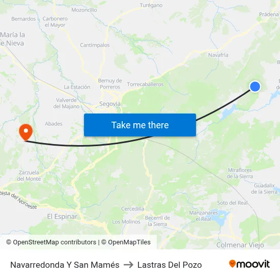 Navarredonda Y San Mamés to Lastras Del Pozo map