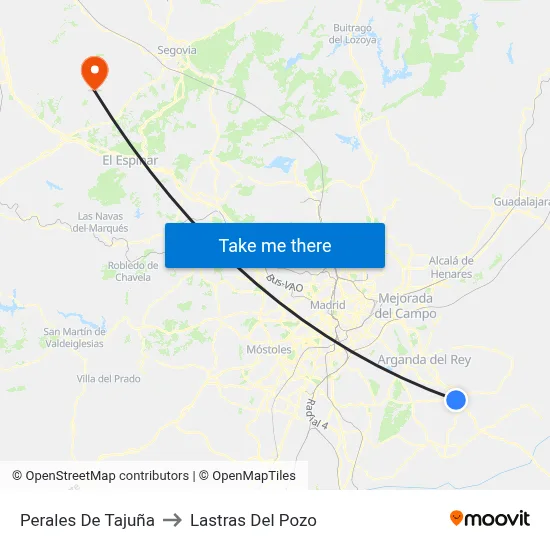 Perales De Tajuña to Lastras Del Pozo map