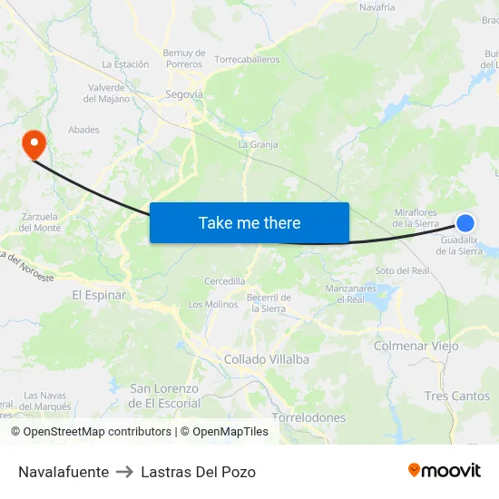 Navalafuente to Lastras Del Pozo map