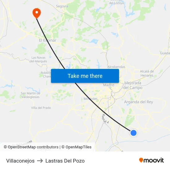 Villaconejos to Lastras Del Pozo map