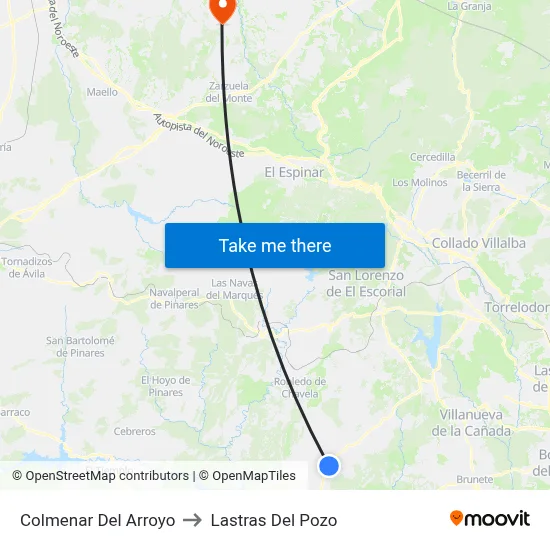 Colmenar Del Arroyo to Lastras Del Pozo map