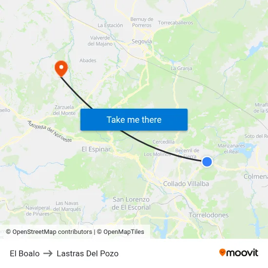 El Boalo to Lastras Del Pozo map
