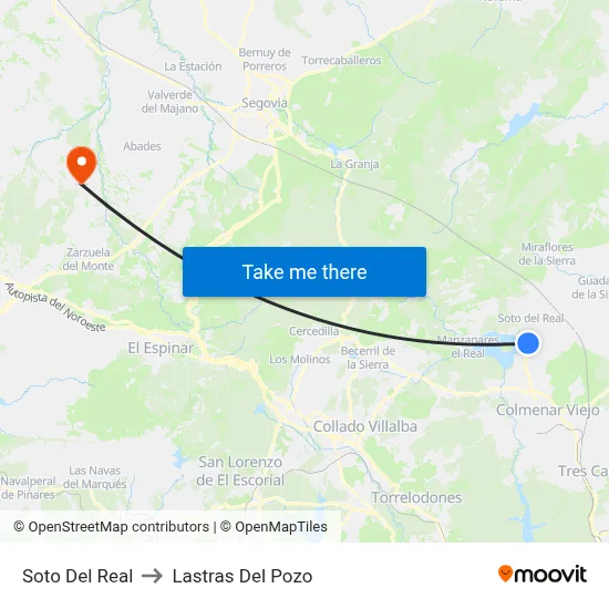 Soto Del Real to Lastras Del Pozo map