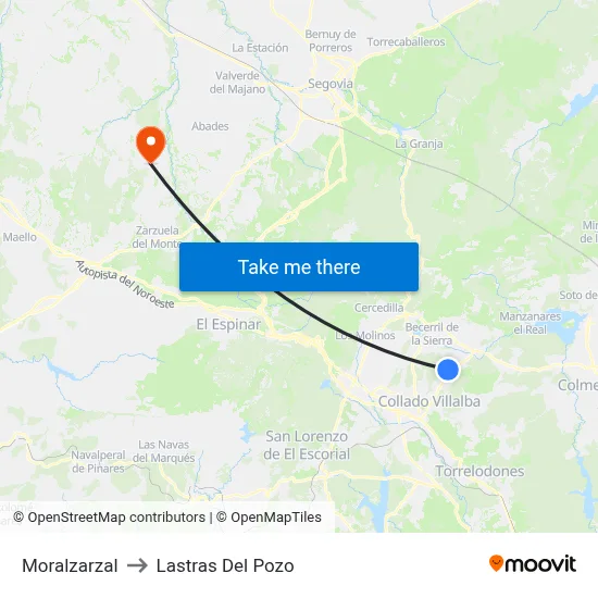 Moralzarzal to Lastras Del Pozo map