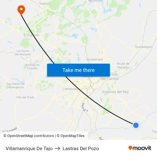 Villamanrique De Tajo to Lastras Del Pozo map
