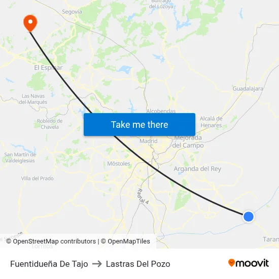 Fuentidueña De Tajo to Lastras Del Pozo map
