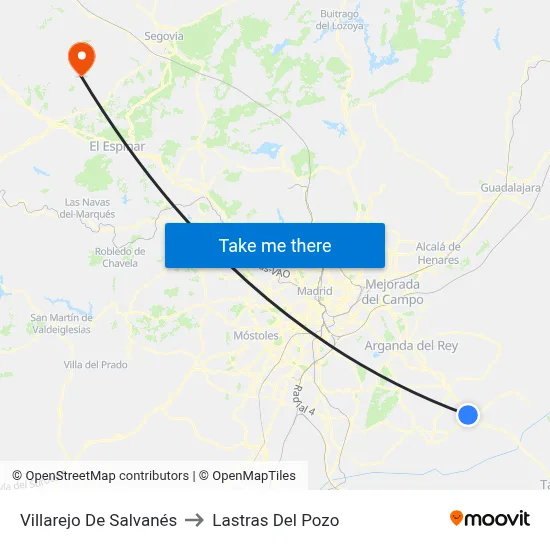 Villarejo De Salvanés to Lastras Del Pozo map