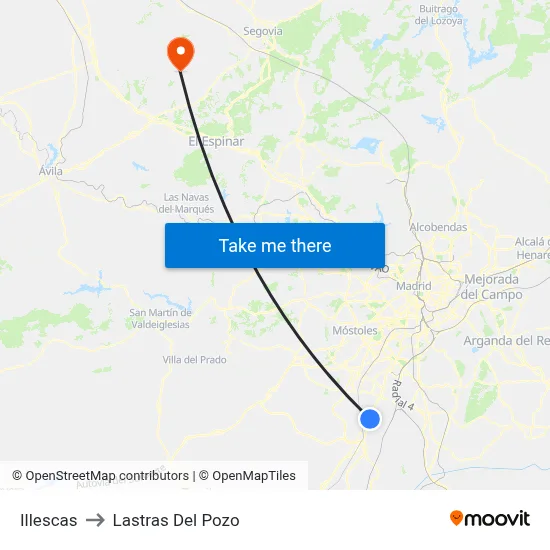 Illescas to Lastras Del Pozo map