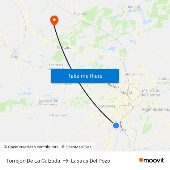 Torrejón De La Calzada to Lastras Del Pozo map