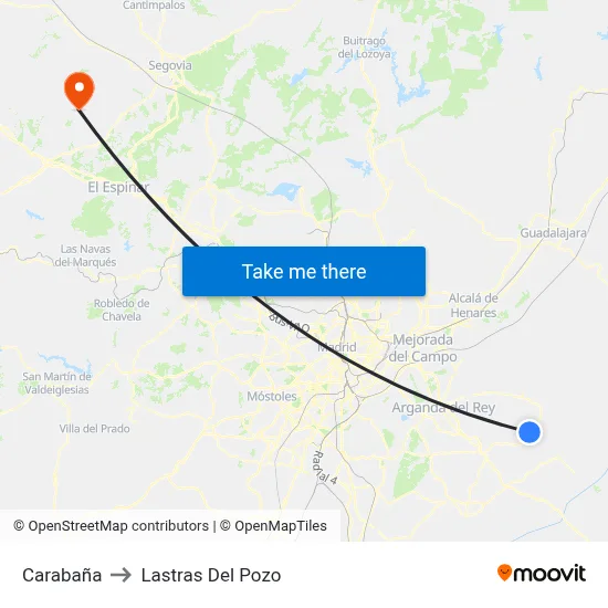 Carabaña to Lastras Del Pozo map