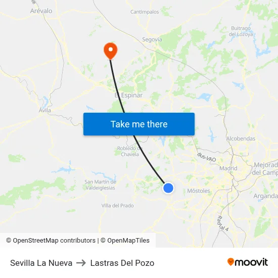 Sevilla La Nueva to Lastras Del Pozo map