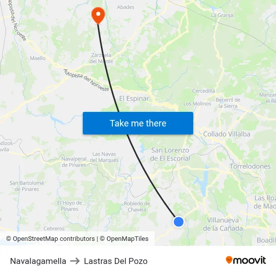 Navalagamella to Lastras Del Pozo map