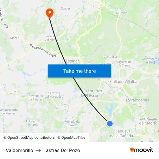 Valdemorillo to Lastras Del Pozo map