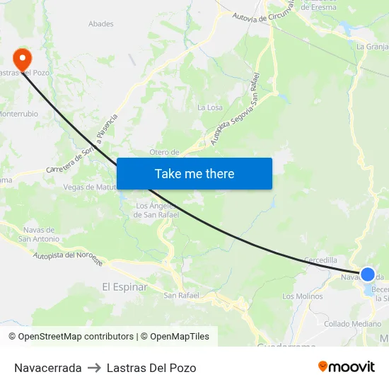 Navacerrada to Lastras Del Pozo map