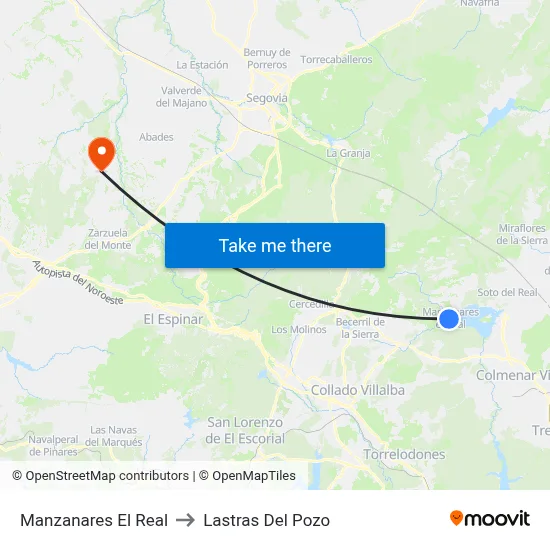 Manzanares El Real to Lastras Del Pozo map