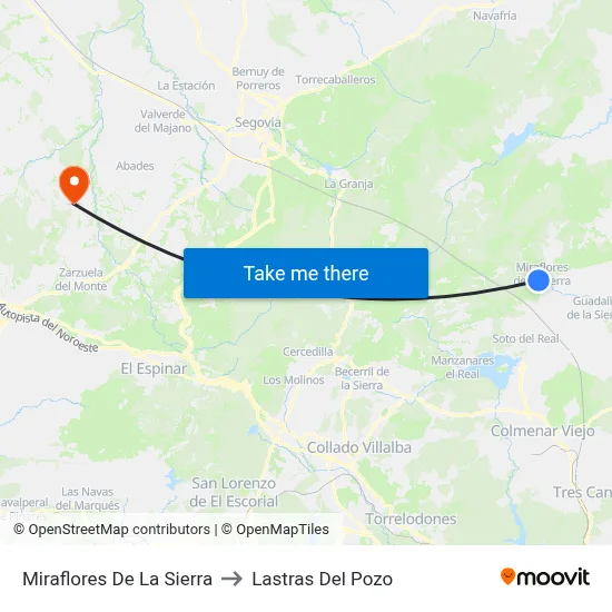 Miraflores De La Sierra to Lastras Del Pozo map